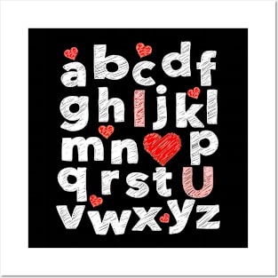 ABC Alphabet I Love You English Teacher Valentines Day Posters and Art